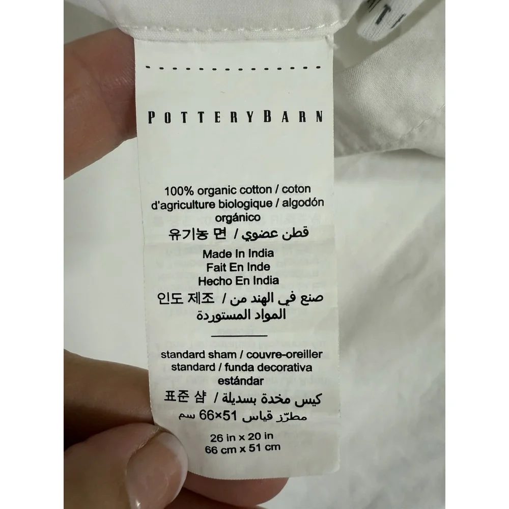 Pottery Barn Morgan Shams 2- Organic Cotton Gray Banded 1 Euro & 1 Standard Sham